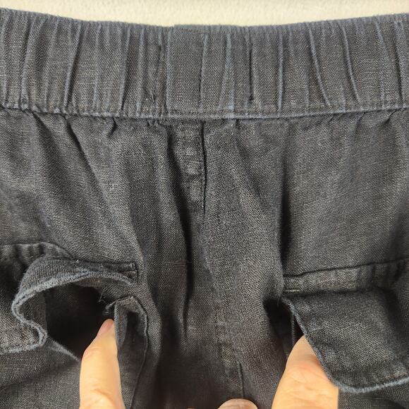 Nicole Miller Women's 100% Linen Cargo Jogger Pants Women’s SZ M Navy  EUC - Picture 10 of 15